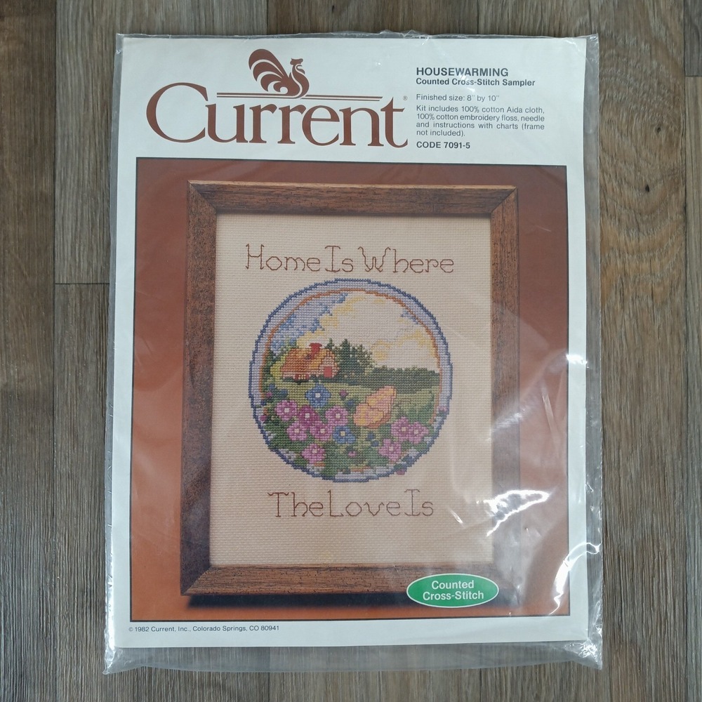 Current Housewarming Counted Cross Stitch Sampler Kit‎ Home Decor 8" x 10"